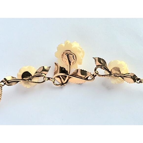 Vintage 1950s Van Dell Designer 12k Gold Filled Ivory Rose Necklace - Picture 8 of 11
